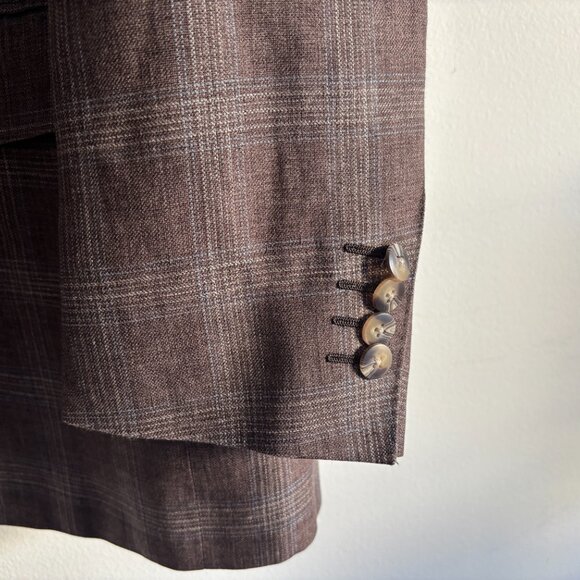 $2000 Canali Brown Plaid Check Tweed Linen Wool Sport Coat / Blazer - 46 - Picture 4 of 12